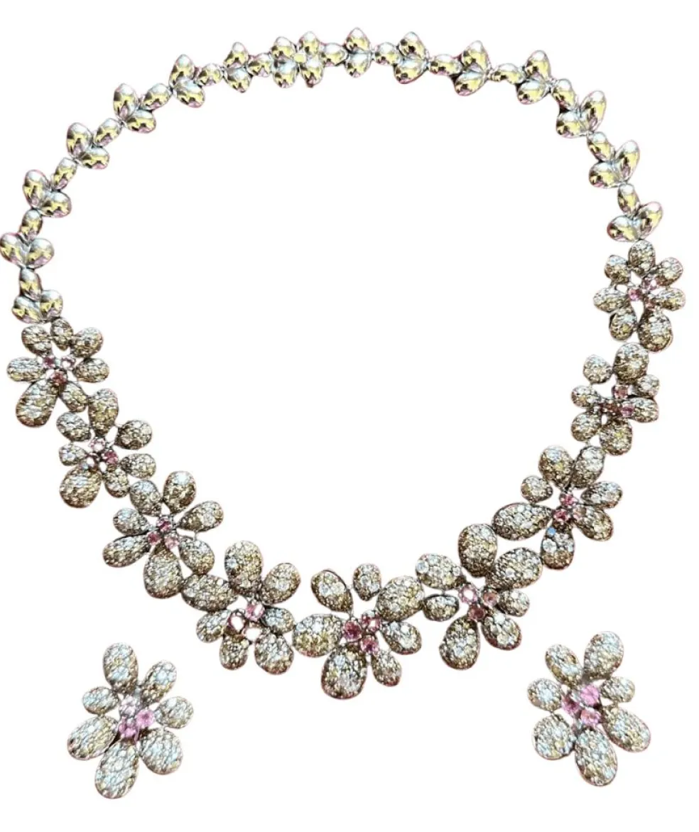 Ensemble Fleur Diamant et Tourmaline d'inspiration vintage