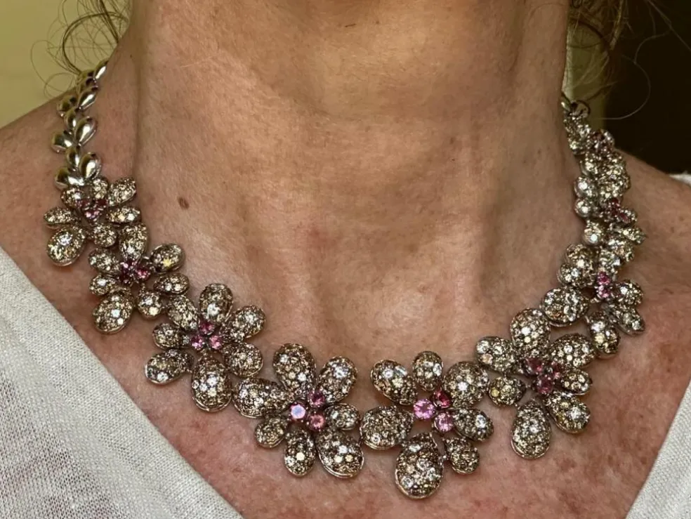 Ensemble Fleur Diamant et Tourmaline d'inspiration vintage