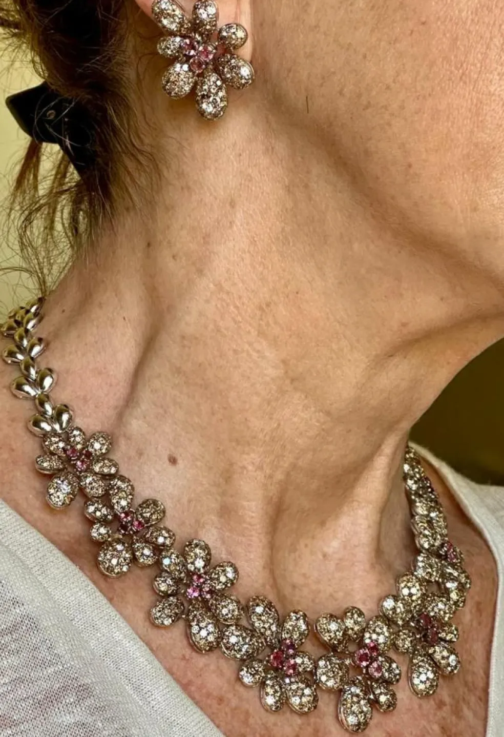 Ensemble Fleur Diamant et Tourmaline d'inspiration vintage