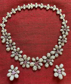 Ensemble Fleur Diamant et Tourmaline d'inspiration vintage
