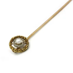 Epingle À Cravate - Or, Diamants & Perle