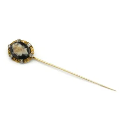 Epingle à Cravate - Or, Platine, Camée et Diamants