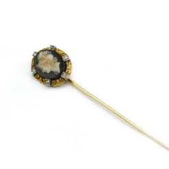 Epingle à Cravate - Or, Platine, Camée et Diamants