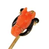 Epingle à cravate antique à tête de cheval en corail