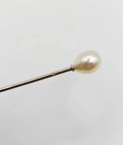 Epingle à cravate ou chapeau antique or blanc 18k et perle (circa 1900)