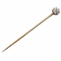 Epingle antique or jaune, diamant taille ancienne (circa 1900)