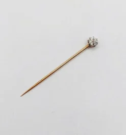 Epingle antique or jaune, diamant taille ancienne (circa 1900)