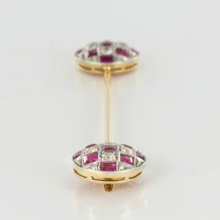 Epingle de jabot diamants rubis