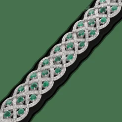 Exceptionnel Bracelet Diamants, Emeraudes, Or Gris