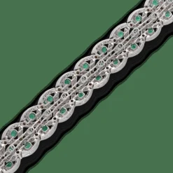 Exceptionnel Bracelet Diamants, Emeraudes, Or Gris