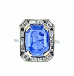 Exceptionnelle bague or blanc, saphir 9,40 carats Ceylan non chauffé