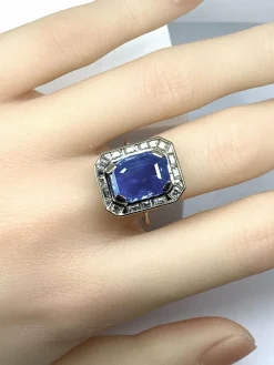 Exceptionnelle bague or blanc, saphir 9,40 carats Ceylan non chauffé