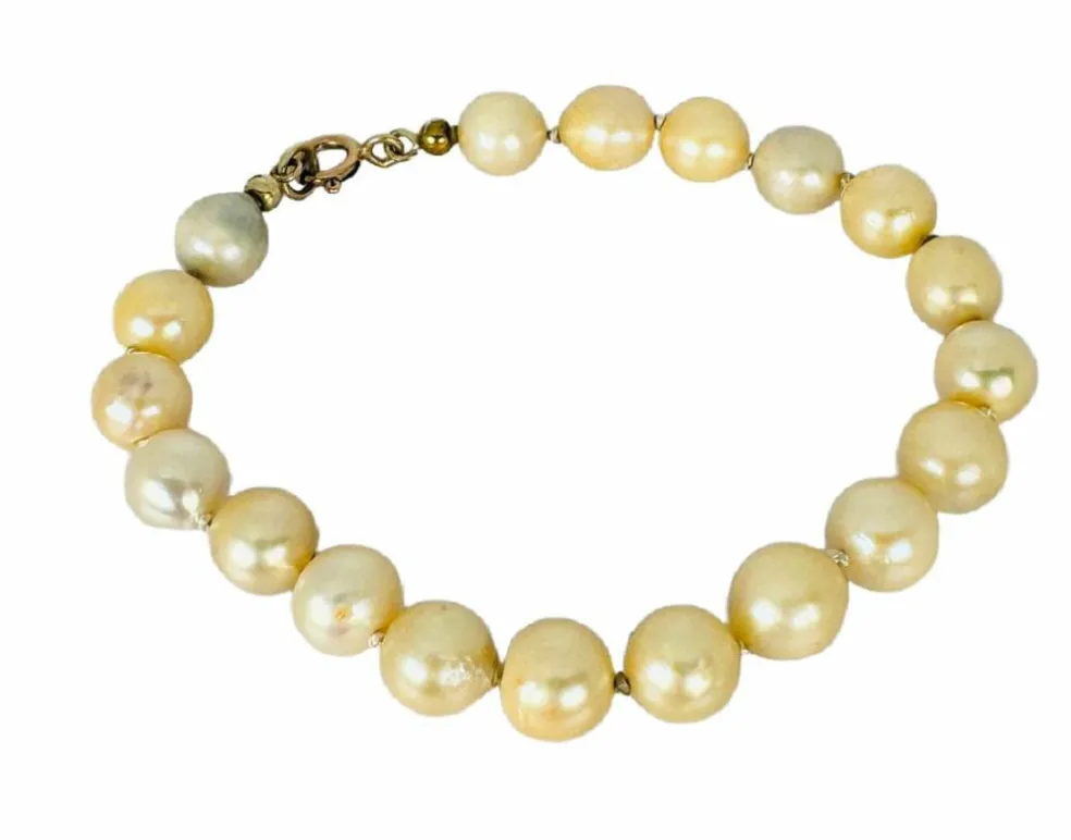 Fermoir de bracelet en or jaune avec perles