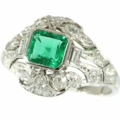 Fiançailles diamant, émeraude
