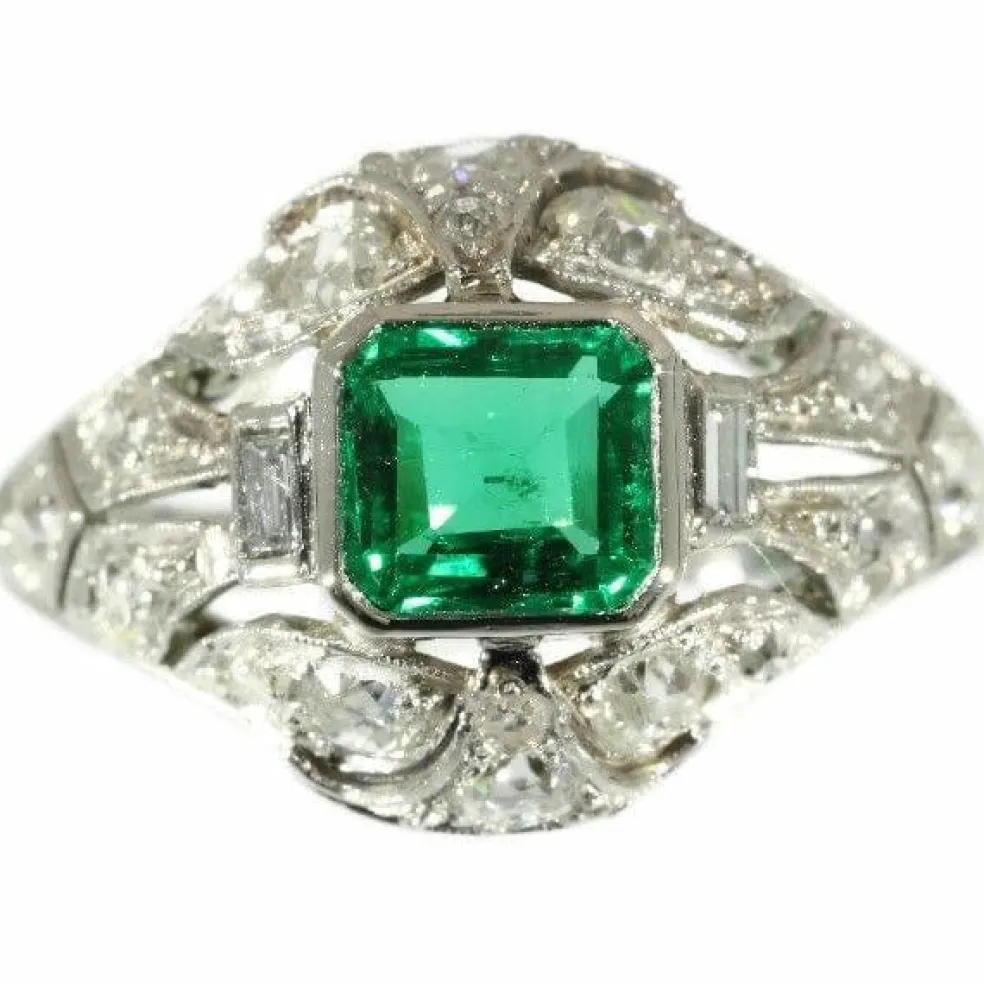 Fiançailles diamant, émeraude