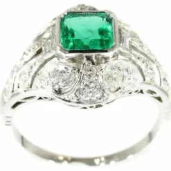 Fiançailles diamant, émeraude