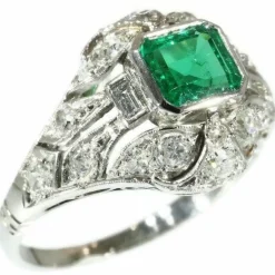 Fiançailles diamant, émeraude