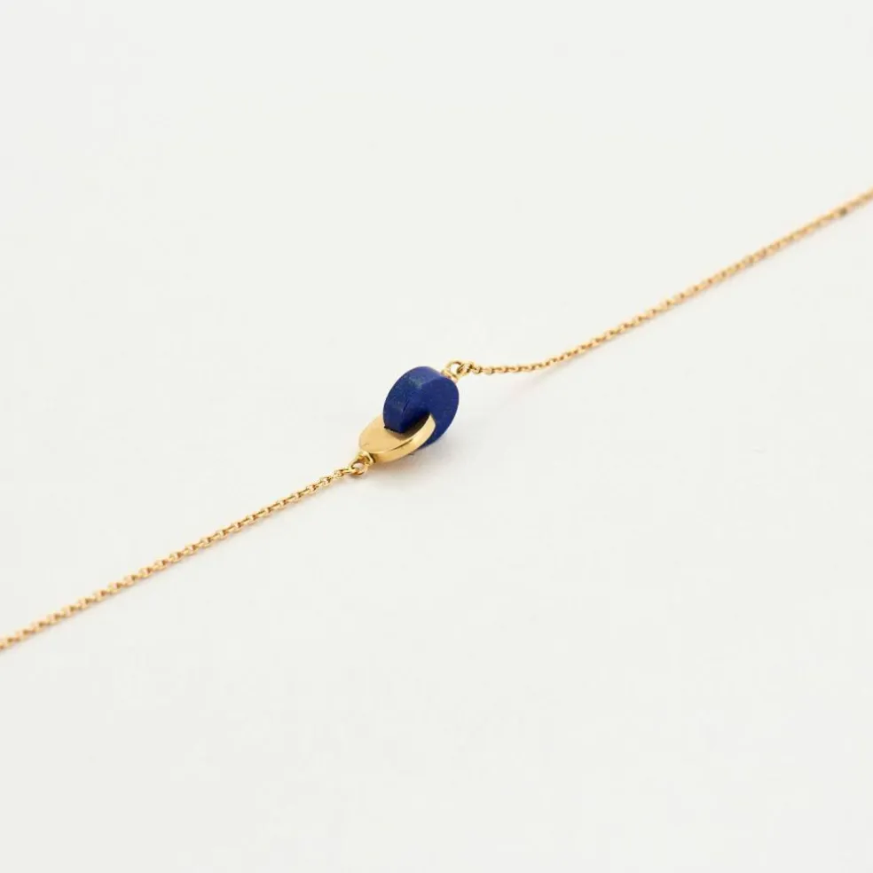 Fin Collier en or jaune et Lapis-Lazuli