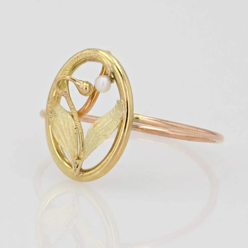 Fine bague ancienne or perle