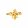Fleur de Lis Bague Conversion Vintage Or Jaune