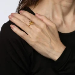 Fleur de Lis Bague Conversion Vintage Or Jaune