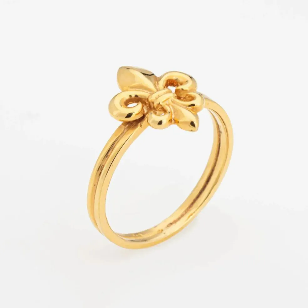 Fleur de Lis Bague Conversion Vintage Or Jaune