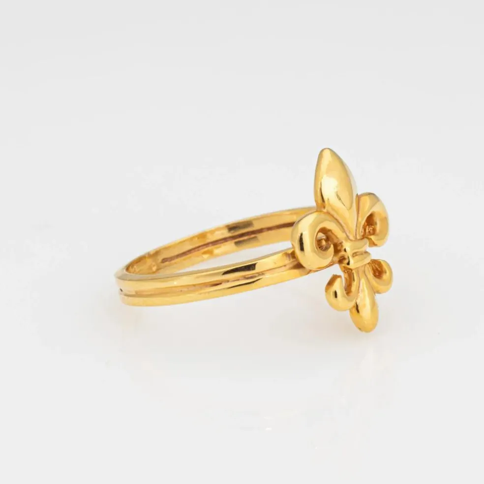 Fleur de Lis Bague Conversion Vintage Or Jaune