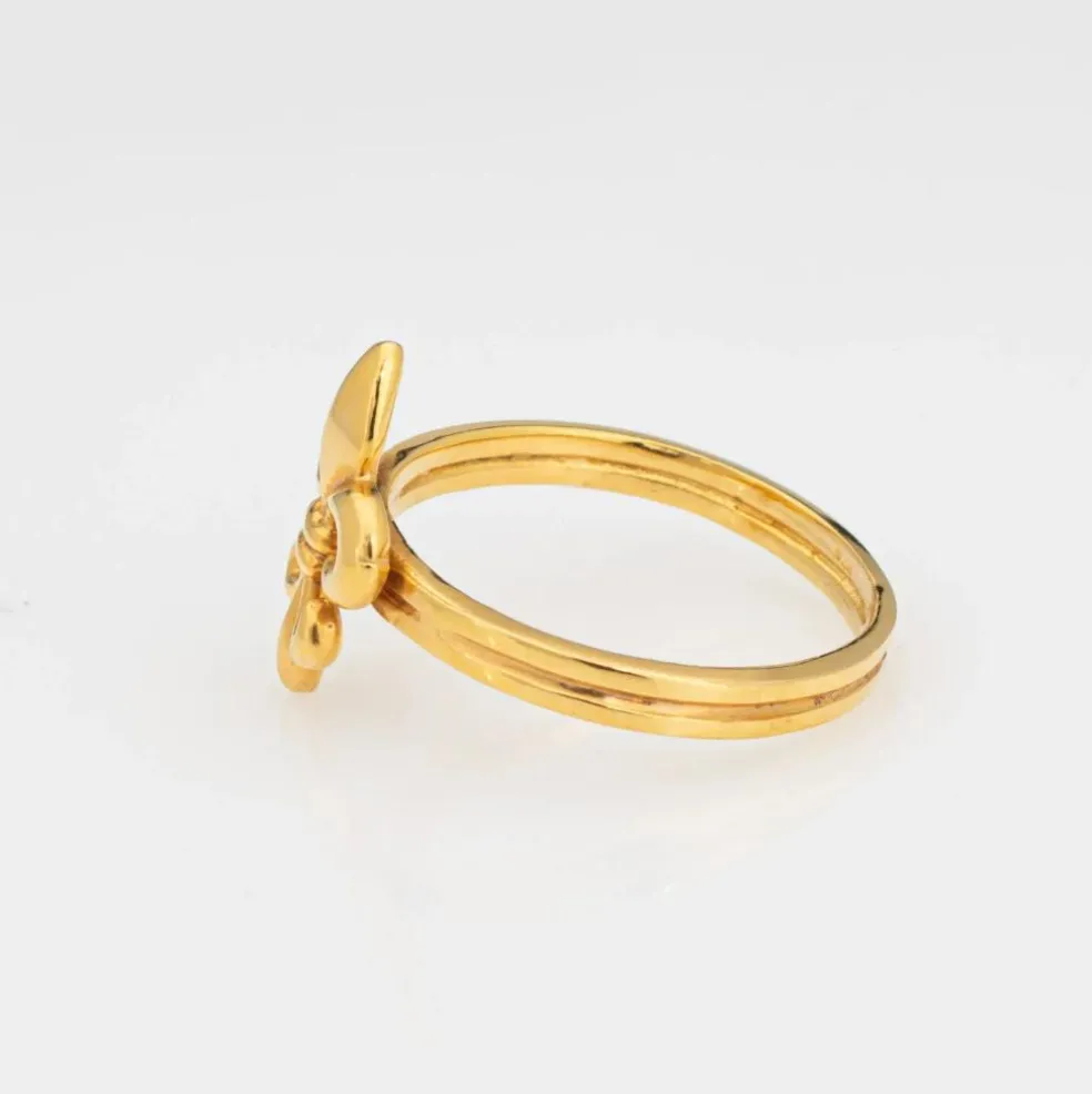 Fleur de Lis Bague Conversion Vintage Or Jaune