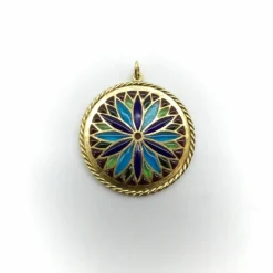 french Plique-à-Jour gold stained glass Pendant