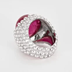 GARNAZELLE - POUDRE D'ESCAMPETTE - Bague or blanc et tourmaline cabochon