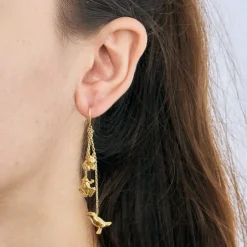GARNAZELLE - Prodigieux Bestiaire - Pendants d'oreilles trois animaux en or jaune