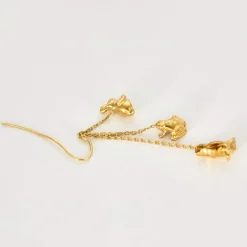 GARNAZELLE - Prodigieux Bestiaire - Pendants d'oreilles trois animaux en or jaune