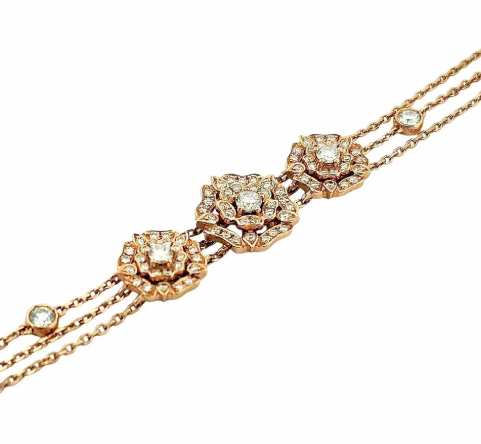 Garrard - Bracelet pétales de roses, or rose et diamants