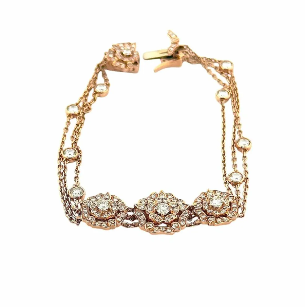 Garrard - Bracelet pétales de roses, or rose et diamants