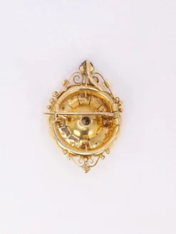 GEORGES BRUNET - Collier Napoléon III or jaune diamants perles fines