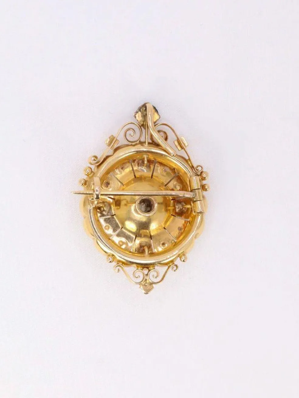 GEORGES BRUNET - Collier Napoléon III or jaune diamants perles fines