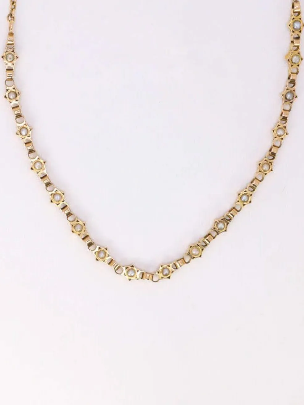 GEORGES BRUNET - Collier Napoléon III or jaune diamants perles fines