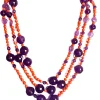 Grand collier sautoir corail ancien méditerranéen et perles d'améthyste