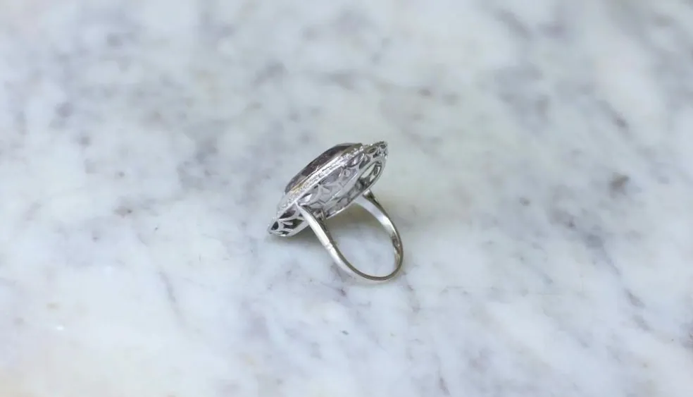 Grande Bague Art Déco Améthyste et Diamants