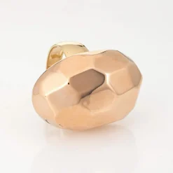 Grande bague cocktail à facettes 14 carats, or jaune rose bicolore