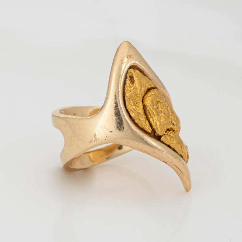 Grande bague en pépite d'or naturel