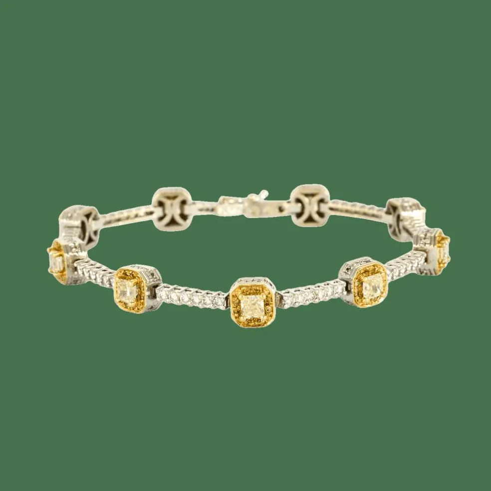 GREGG RUTH- bracelet en or blanc diamants fancy et diamant
