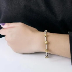 GREGG RUTH- bracelet en or blanc diamants fancy et diamant