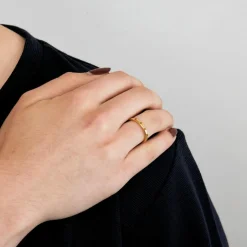 HERMES - Alliance en or jaune avec citrines