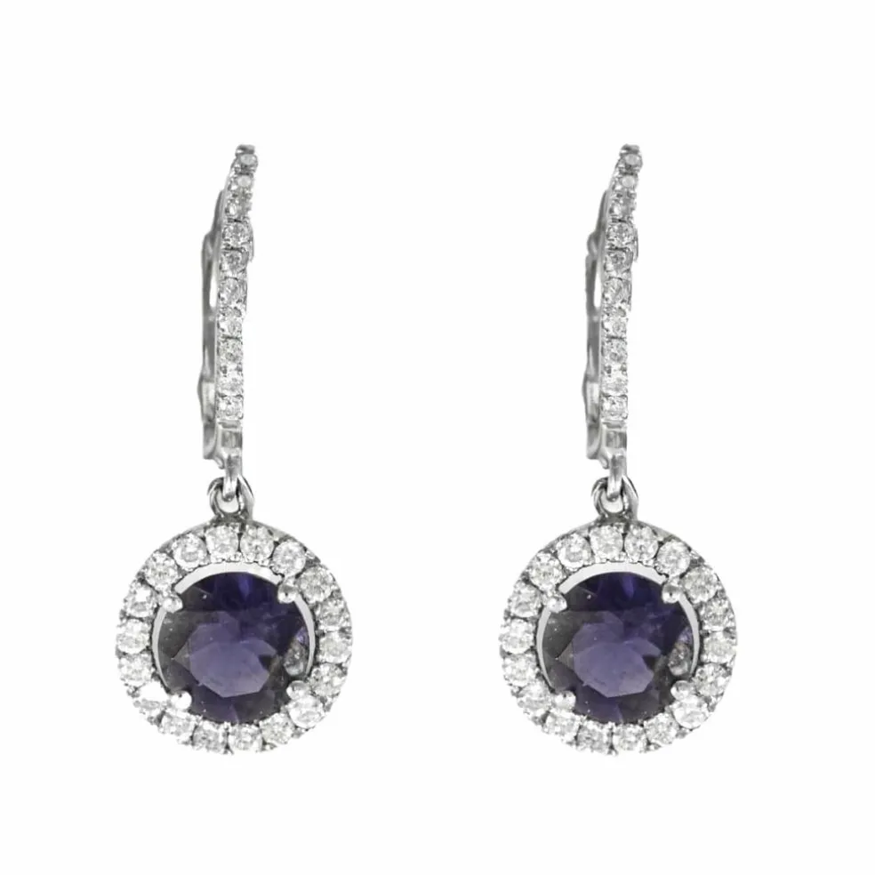 HULCHI BELLUNI - Boucles d'oreilles en or gris diamants et tanzanite