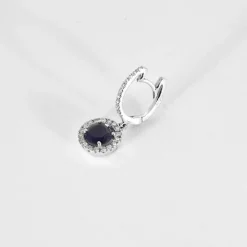 HULCHI BELLUNI - Boucles d'oreilles en or gris diamants et tanzanite