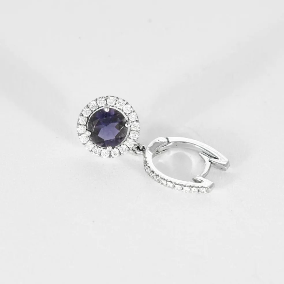 HULCHI BELLUNI - Boucles d'oreilles en or gris diamants et tanzanite
