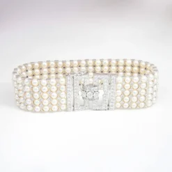 Important Bracelet Art Déco, Perles & Diamants