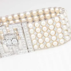 Important Bracelet Art Déco, Perles & Diamants