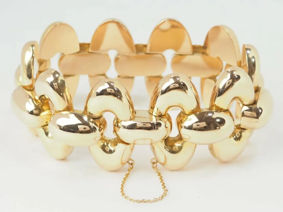Important Bracelet Tank années 40 en or rose